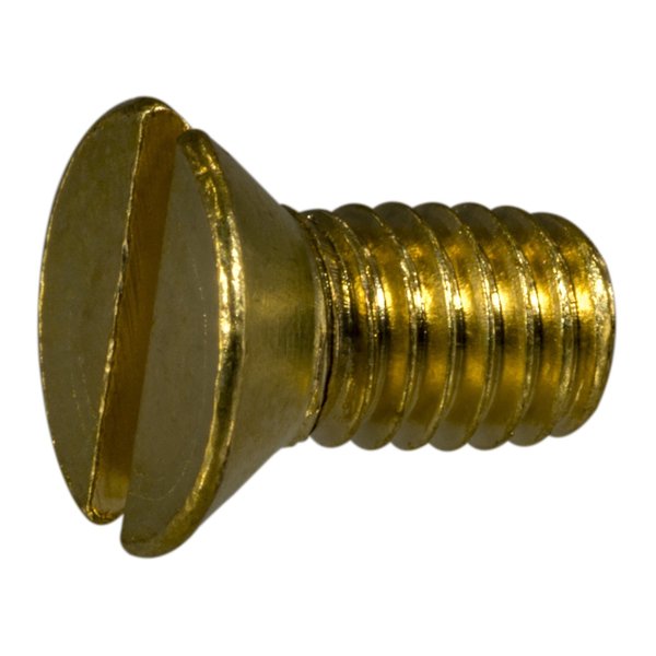 Midwest Fastener #10-24 x 3/8 in Slotted Flat Machine Screw, Plain Brass, 30 PK 61471